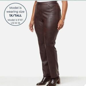 DG2 Diane Gilman Medium Womens Coated Knit Faux Leather Look Pull On Slim Pants